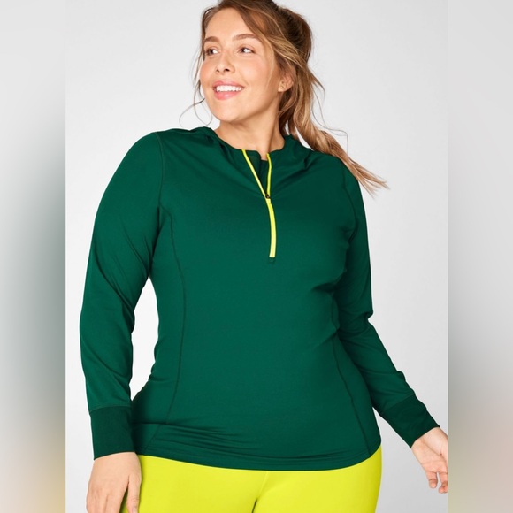 Fabletics Women's Nara Half Zip Hoodie Rainforest/Citron Color Size L NWT - Picture 1 of 16